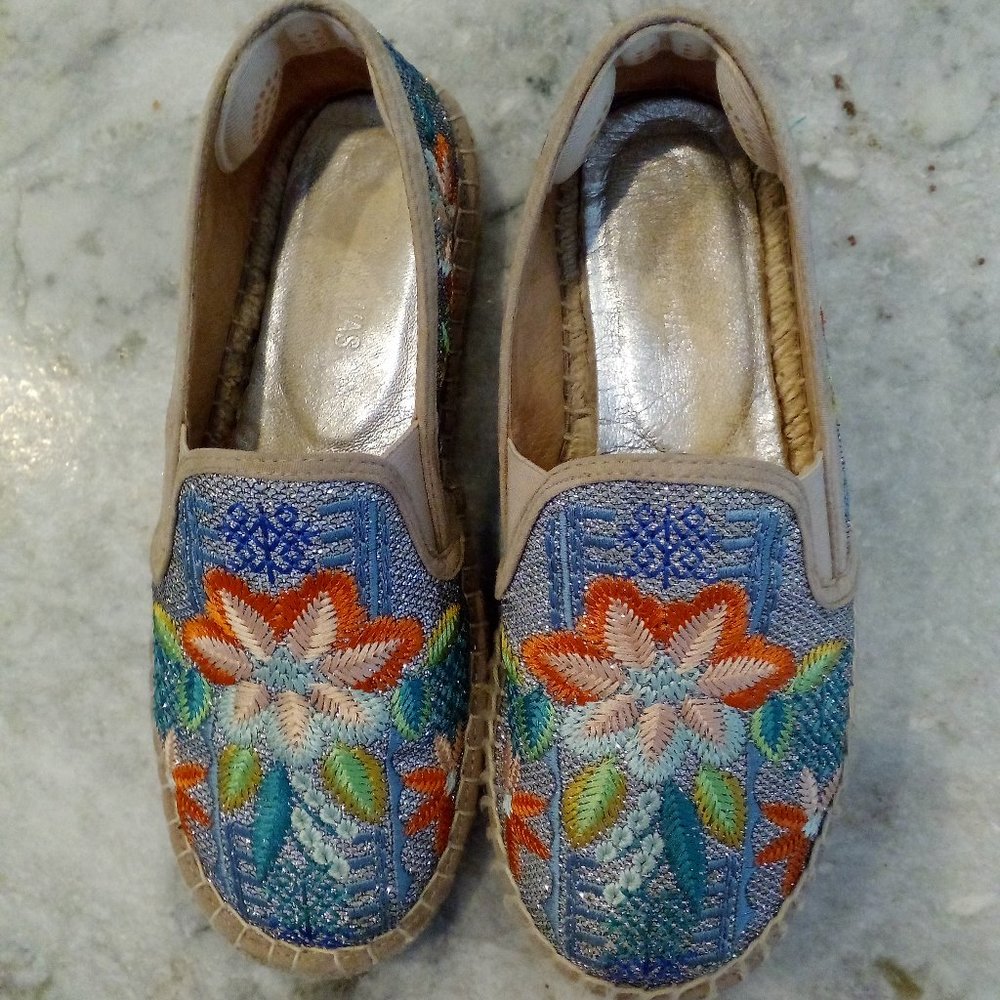 Johnny Was Elysia Floral Espadrilles Platform Shoes Sz 38